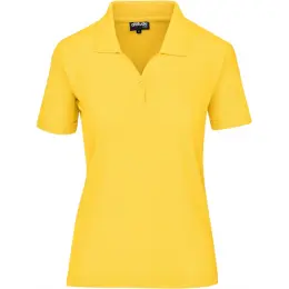 Ladies Basic Pique Golf Shirt Yellow Front